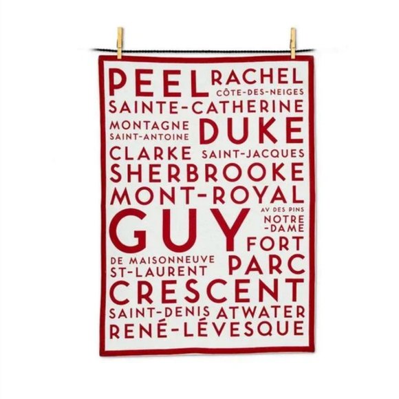 🛍 2 for $25! 🛍 Single Montreal Street Names Tea Towel Dish Towel - Picture 1 of 3